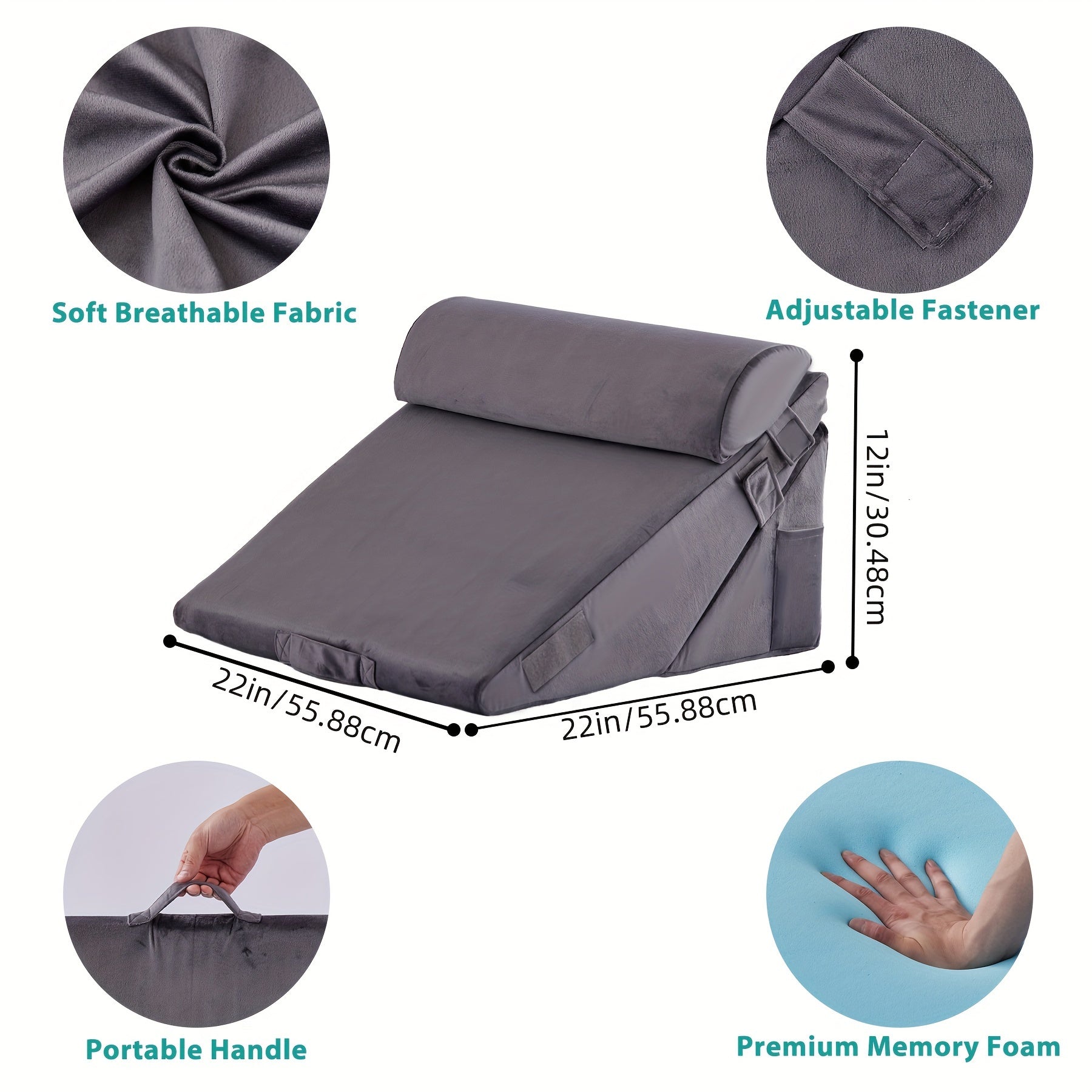 Verstelbaar Bedkussen voor Rugsteun en Benen – Comfortabel Wigkussen met Memory Foam voor Herstel en Ontspanning | Sulvida