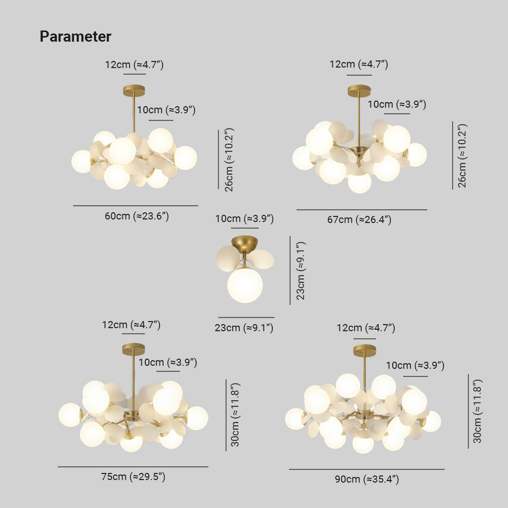 Bloementak Kroonluchter Plafondlamp Meerdere Lichtpunten Metaal Glas Woonkamer Eetkamer Slaapkamer LED | Sulvida