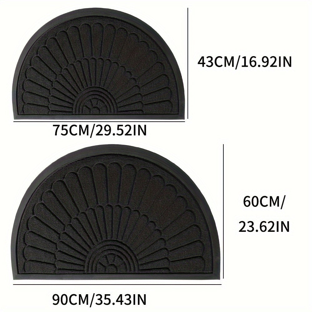 Halfronde Deurmat Rubber Antislip Binnenshuis Buitenshuis Entree Vuilvanger Duurzaam Weerbestendig 43×75 60×90 | Sulvida