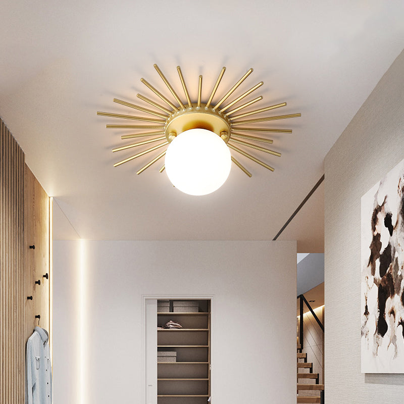 Plafondlamp Bol 25 cm Goud Mat Glas Minimalistisch Modern Design Plafondarmatuur Woonkamer Slaapkamer Gang | Sulvida