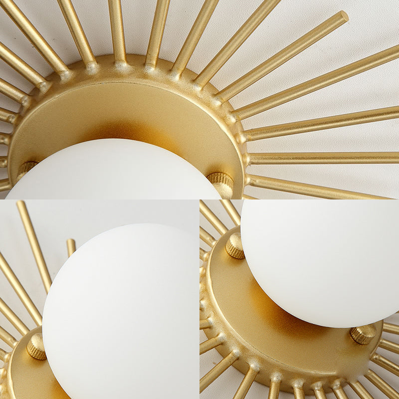 Plafondlamp Bol 25 cm Goud Mat Glas Minimalistisch Modern Design Plafondarmatuur Woonkamer Slaapkamer Gang | Sulvida