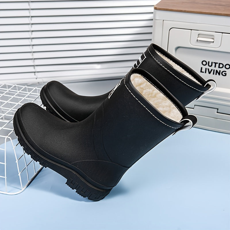 Bottes de pluie imperméables pour femme, doublure en polaire, chaussures d’hiver à enfiler, chaudes et doublées, après-ski confortables | Sulvida