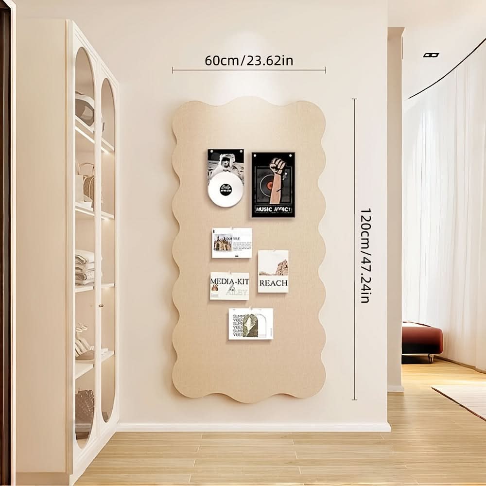 Tableau d’affichage en feutre avec punaises, tableau mémo décoratif 60x120 cm, kit de fixation, design moderne, montage mural, bureau | Sulvida