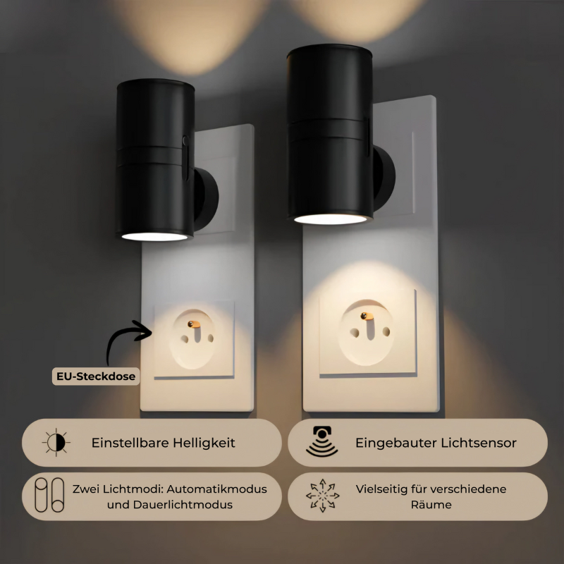 Dimbare LED-Nachtlamp met Dag-Nachtsensor Zwart Wit Wandlamp Stekkerlamp 220V 10W Slaapkamer Hal Trappenhuis | Sulvida