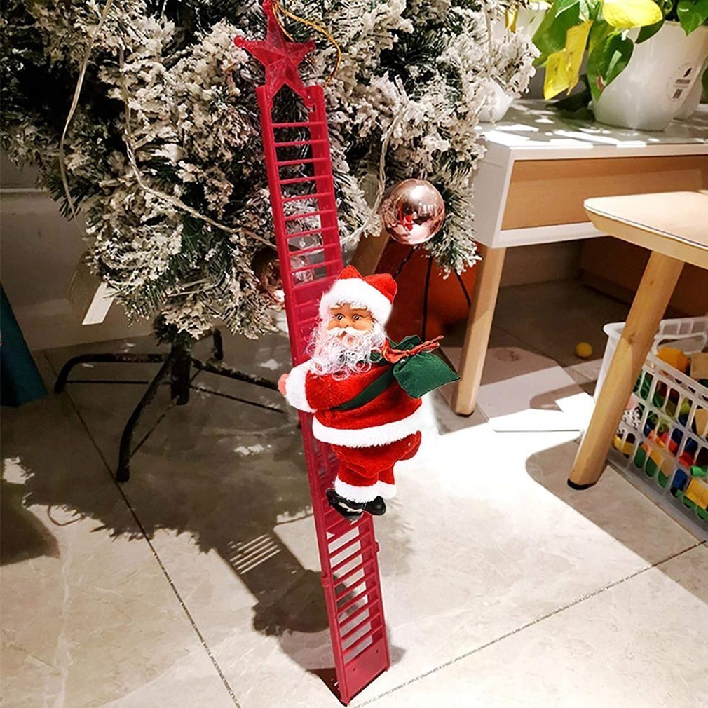 Animatiekerst Kerstman Ladder Muzikale Klimdecoratie Kerstfiguur Feestdecoratie Met Lichteffect En Geluid | Sulvida