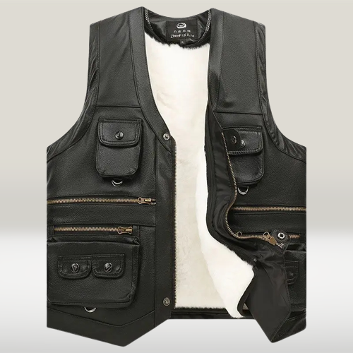 Casual Leren Mouwloos Vest Wintervest Heren Dames Lederlook Herfstwear Avonturiersstijl Outdoor Bodywarmer | Sulvida
