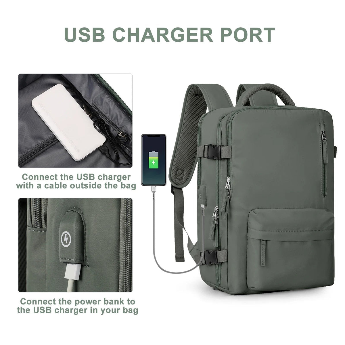 Reisrugzak 35L Multifunctioneel Waterdicht met USB-Poort en Diefstalbeveiliging – Uniseks Reis Wandel Rugtas | Sulvida
