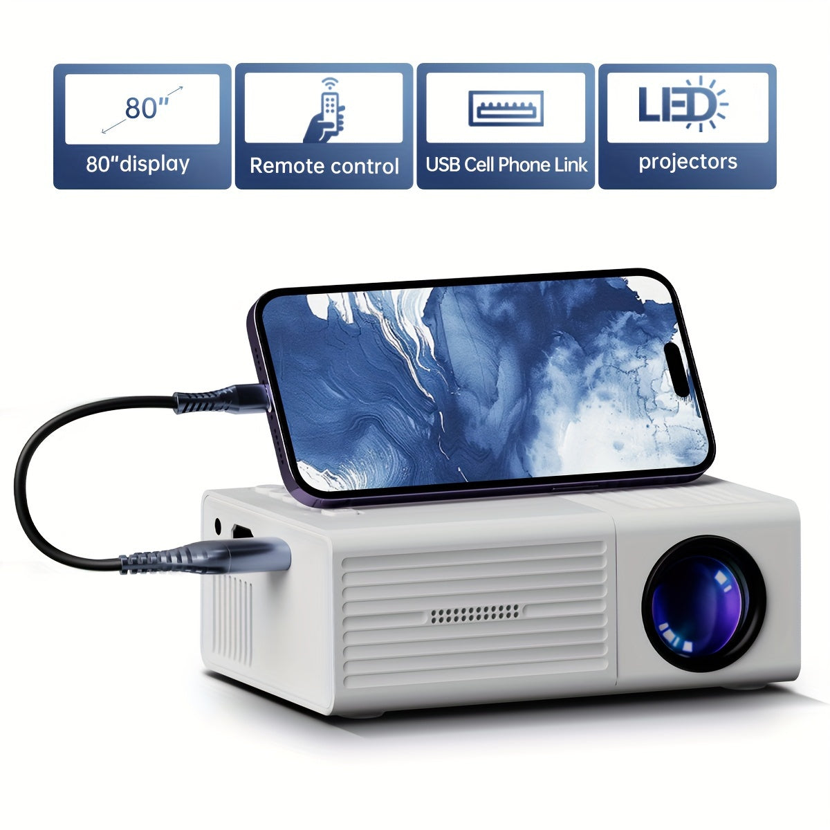 Compacte Mini Beamer 3000 Lumen Draagbare Projector HDTV USB Thuisbioscoop Outdoor Film Projectie Systeem | Sulvida