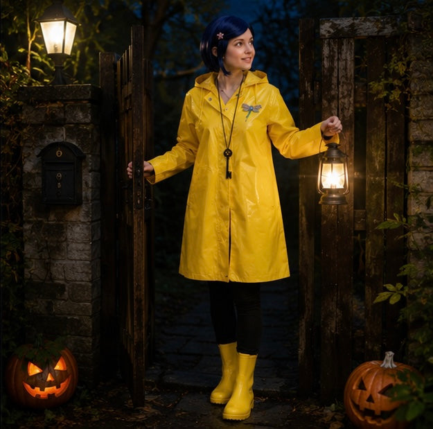 Gele Regenjas Verkleedkostuum Trenchcoat voor Anime Convention Halloween Cosplay Feest Carnaval Themafeest | Sulvida