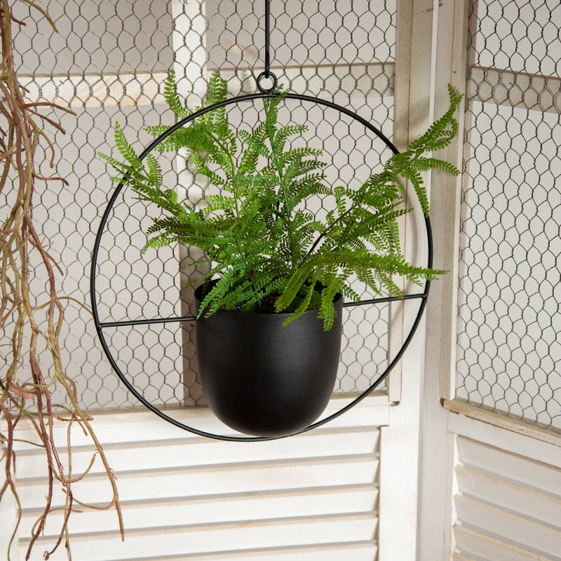 Geometrische Hangende Plantenpot IJzer Modern Goud Zwart Grijs Roze Groen Wit Cirkel Ovaal Kruidenhouder | Sulvida