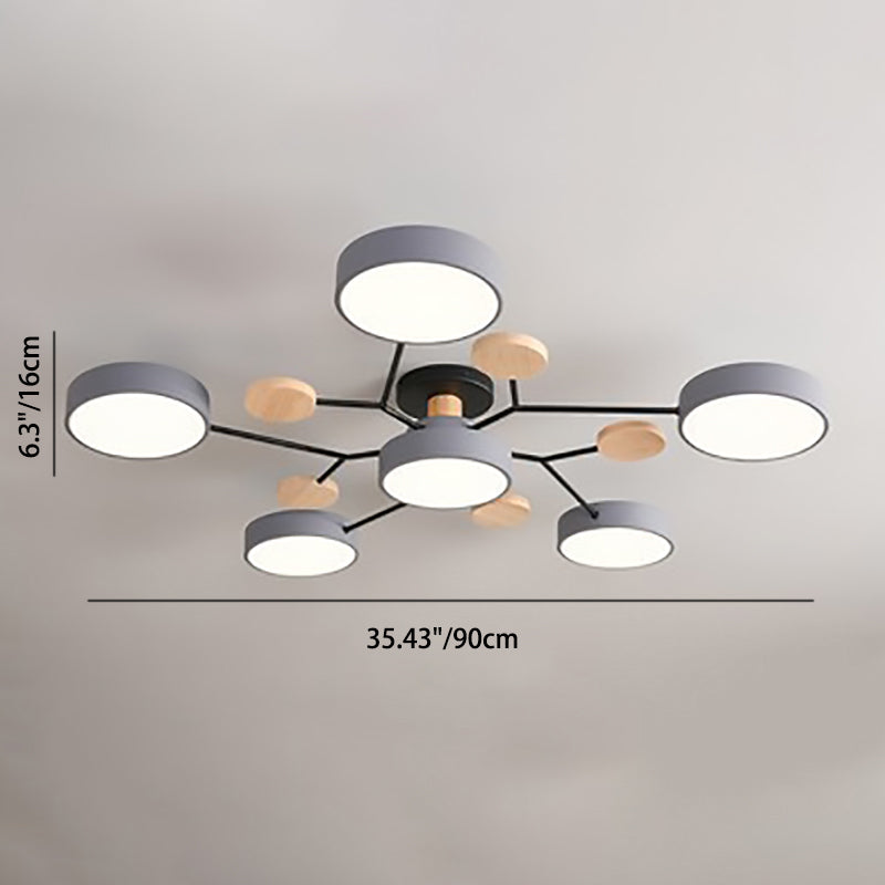 LED Plafondlamp met Moleculair Design Houten Accent Scandinavisch Stijl Modern Sfeerlicht voor Woonkamer Eetkamer | Sulvida