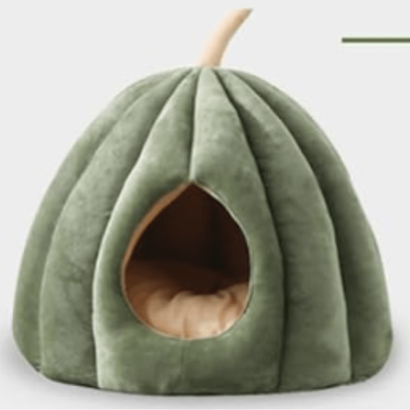 Gesloten Kattenbed Pluche Warm Knus Huisje 40×40×35cm 50×50×40cm Groen Oranje Grijs Winter Slaapplek | Sulvida