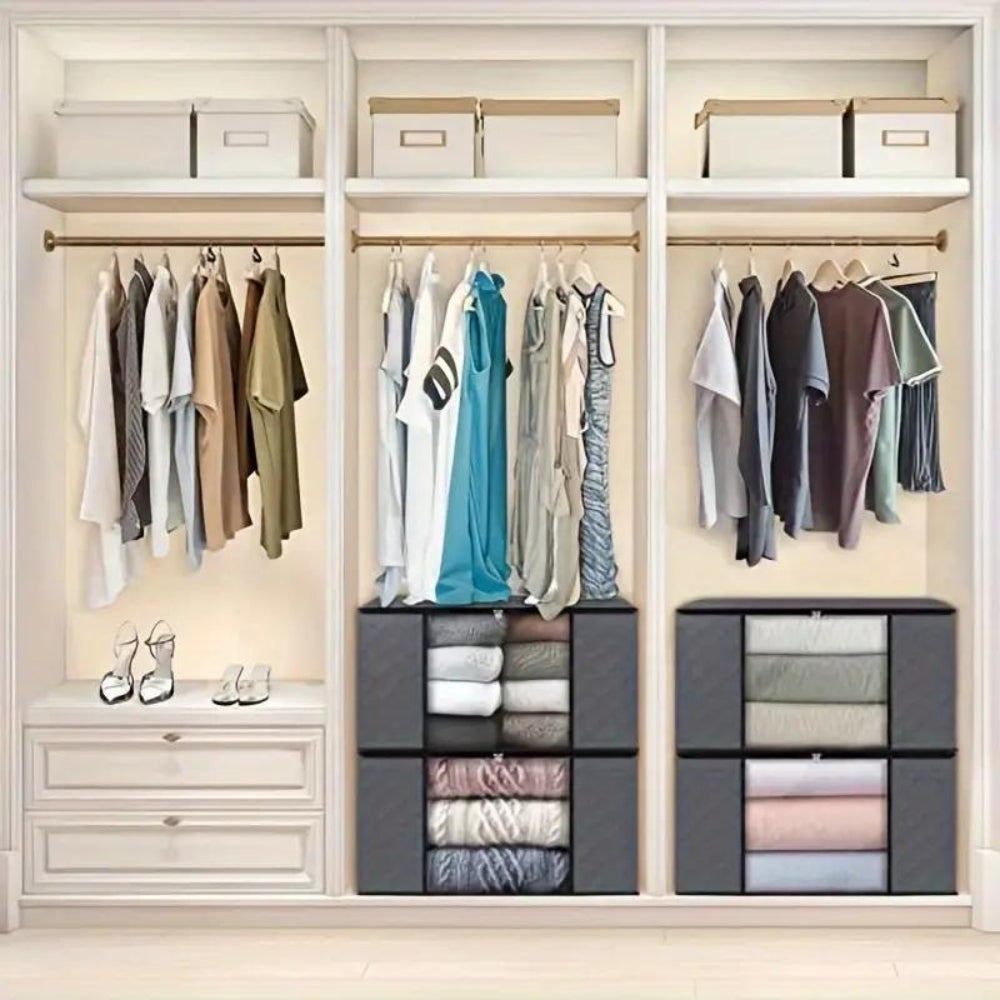 Opbergtas XXL voor kleding dekbedden dekens overtrekken ondergoed 60x40x35 cm opvouwbaar transparant venster | Sulvida