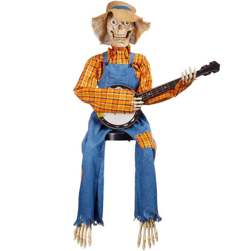 Duo de squelettes animés avec musique de banjo, décoration d’Halloween pour l’intérieur et l’extérieur, décoration de fête | Sulvida
