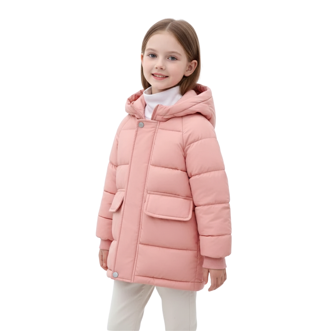 Gewatteerde Kinderwinterjas Lange Pufferjas Jongens Meisjes Warm met Capuchon Polyester Winterkleding Outdoorjas | Sulvida