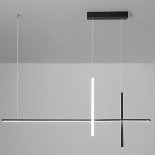 LED-lijnlamp met moderne lijnen voor eetkamer en keuken zwart wit minimalistisch verlichting hangend | Sulvida