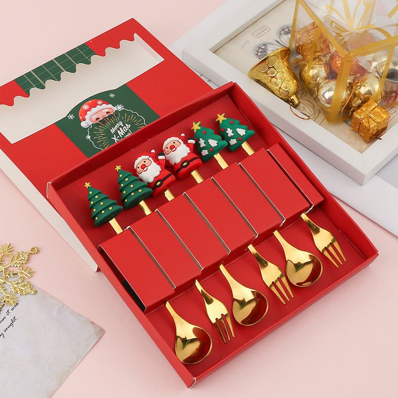 Feestelijk Bestek Set met Kerstthema Roestvrijstalen Vork Lepel Mes Tafelbestek Kerstdiner Decoratie | Sulvida