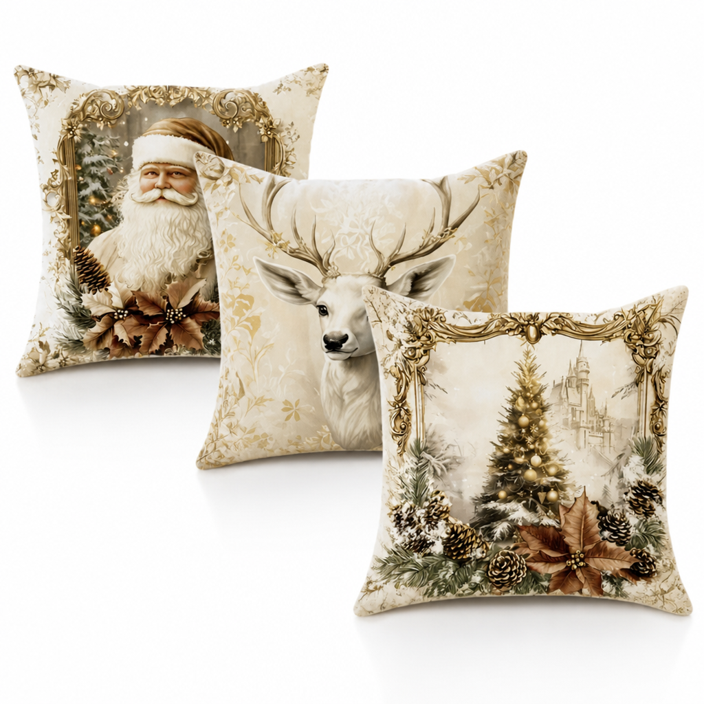 Fluweelstructuur Kussenhoes 45×45 Feestelijk Motief Goudtinten Katoen-Polyester Rits Decoratief Woonkamer | Sulvida