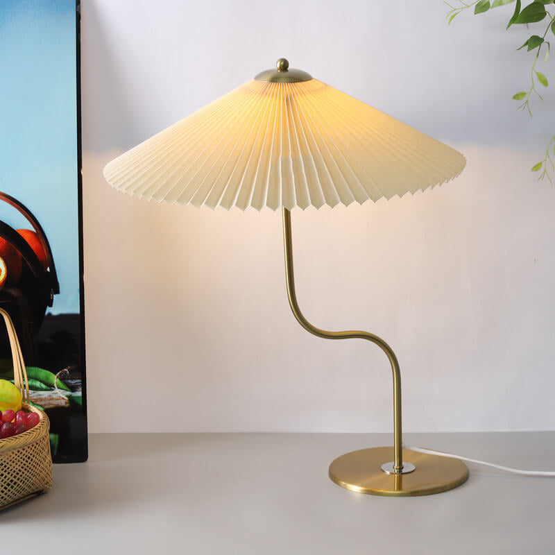 Retro Tafellamp Plissé Kap Stoffenlamp Metaal 63cm Vintage Design Sfeerlicht Leeslamp Woonkamer Sfeerverlichting | Sulvida