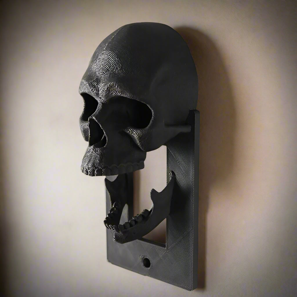 Schakelaar Afdekplaat Schedel 3D Zwart Gothic Wandschakelaar Cover Mysterieus Interieur Decoratief Design | Sulvida