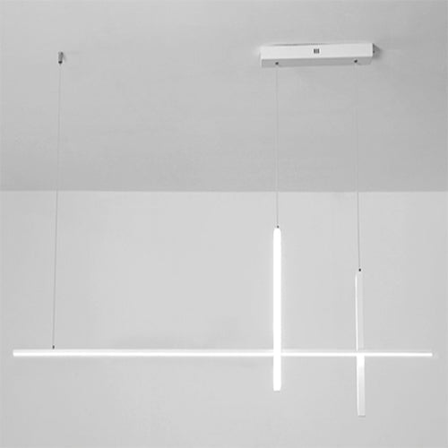 LED-lijnlamp met moderne lijnen voor eetkamer en keuken zwart wit minimalistisch verlichting hangend | Sulvida