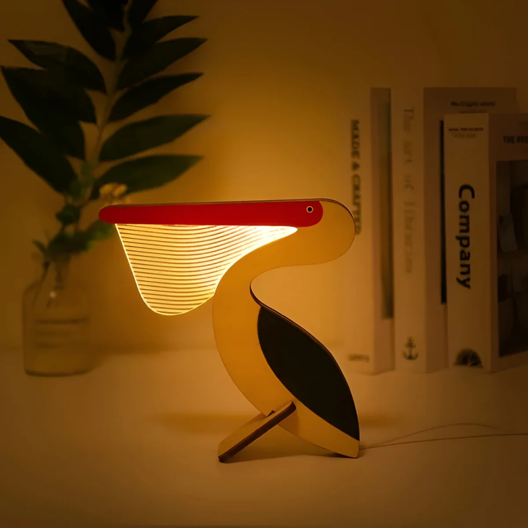 Houten Tafellamp Dierenfiguur LED Warm Wit Licht Scandinavisch Design Kinderkamer Slaapkamer Decoratief | Sulvida