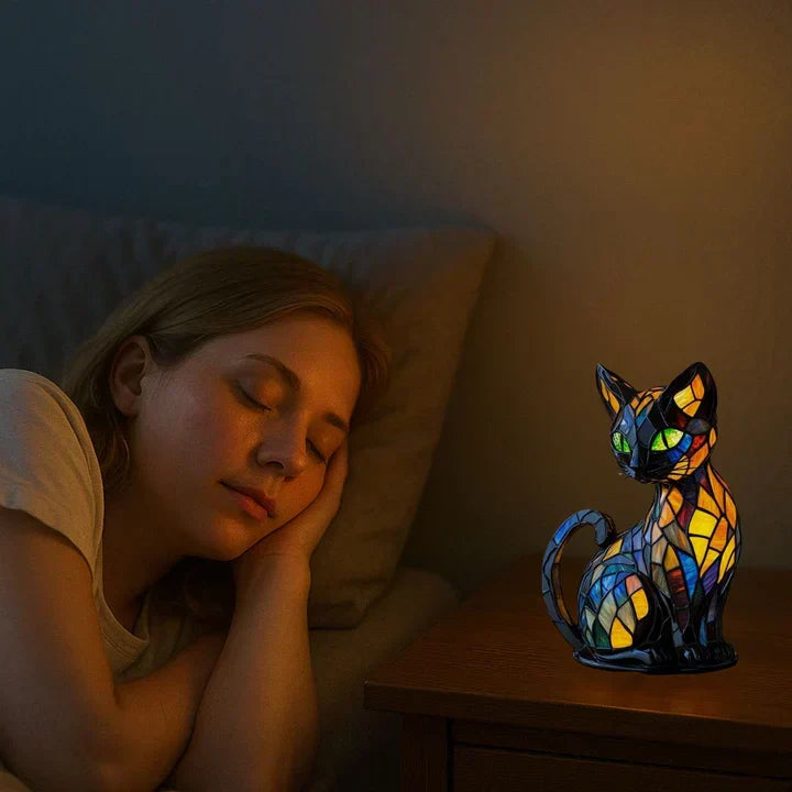 Lampe chat faite à la main, à la lueur douce, pour un éclairage d’ambiance et une atmosphère chaleureuse dans le salon et la chambre | Sulvida