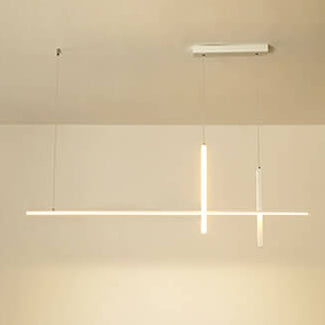 LED-lijnlamp met moderne lijnen voor eetkamer en keuken zwart wit minimalistisch verlichting hangend | Sulvida