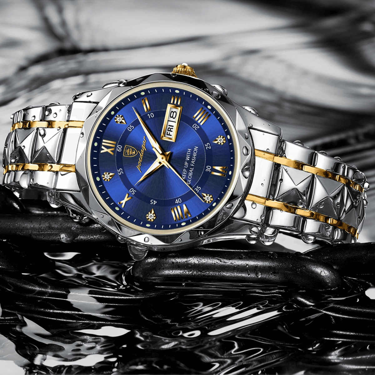 Herenhorloge Lichtgevende Wijzerplaat Roestvrijstaal 41mm Waterbestendig Datum Weekweergave Quartz Zakelijk | Sulvida
