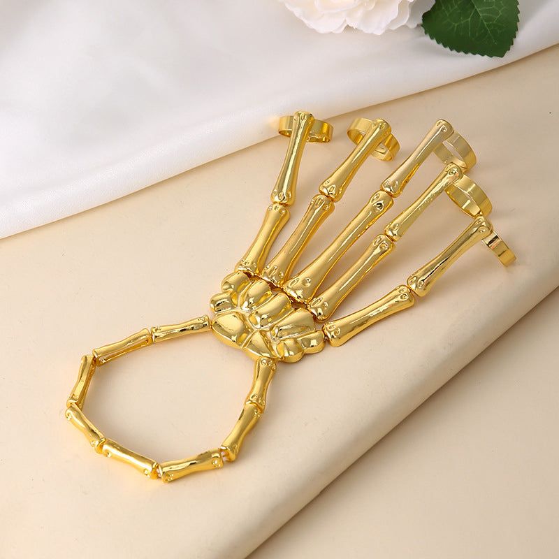 Metalen Skelethand Armketting Zilver Goud Zwart Gothic Sieraad voor Feesten Halloween Kostuum Accessoire | Sulvida