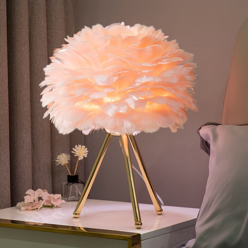 Tafellamp met Veerkap Goudkleurig Statief Zacht Licht Slaapkamer Decoratieve Lamp E27 Bureaulamp Nachtkastje | Sulvida