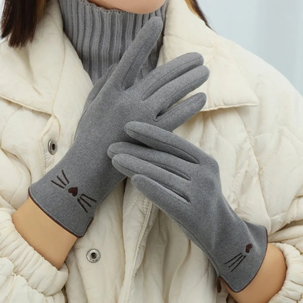 Touchscreen Handschoenen voor Dames met Kattenprint – Warme Winterhandschoenen voor Smartphone en Tablet | Sulvida