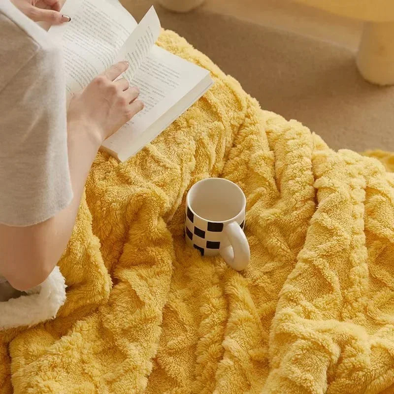 Luxe Dikke Lamswollen Winterdeken 70x100-200x230 cm WarmWool Fleece Plaid Extra Zachte Thermische Deken voor Tweepersoons- en Eenpersoonsbed | Sulvida