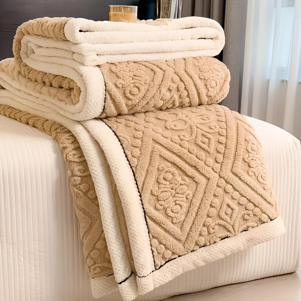 Dubbellaagse Sherpa Plaid Mandala Design met Fluweeltouch Decoratief Woonplaid voor Bank en Bed Luxe Deken | Sulvida