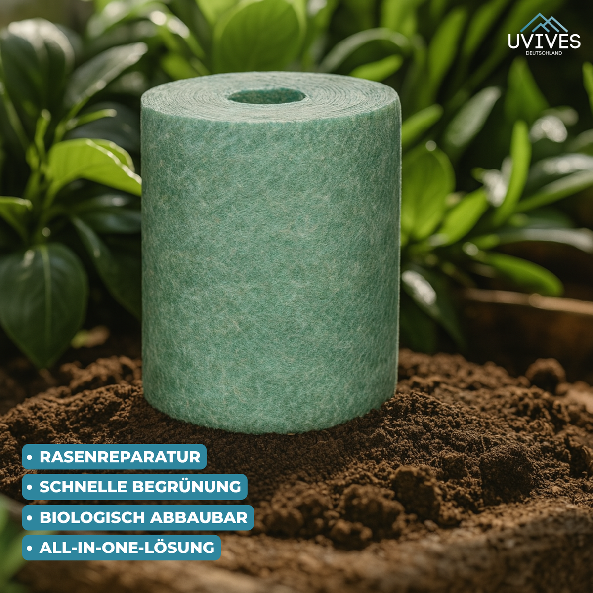 Natte à gazon biologique pour une pelouse verte instantanée 300x20cm, à germination autonome, sans creuser, installation rapide au jardin | Sulvida