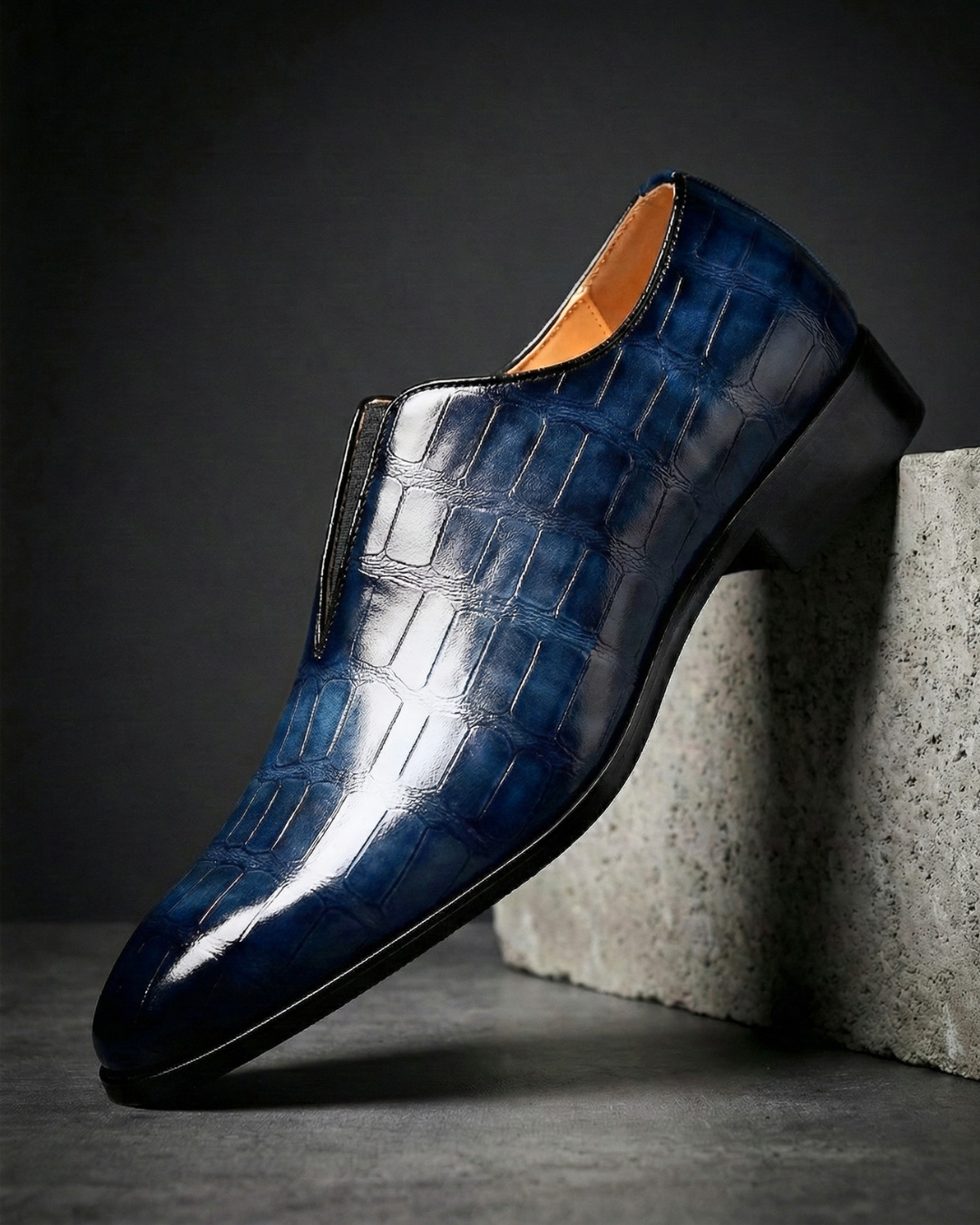 Leren Instapper Heren Crocoprint Gepolsterde Binnenzool Casual Zakelijk Klassieke Loafer Comfortschoenen | Sulvida