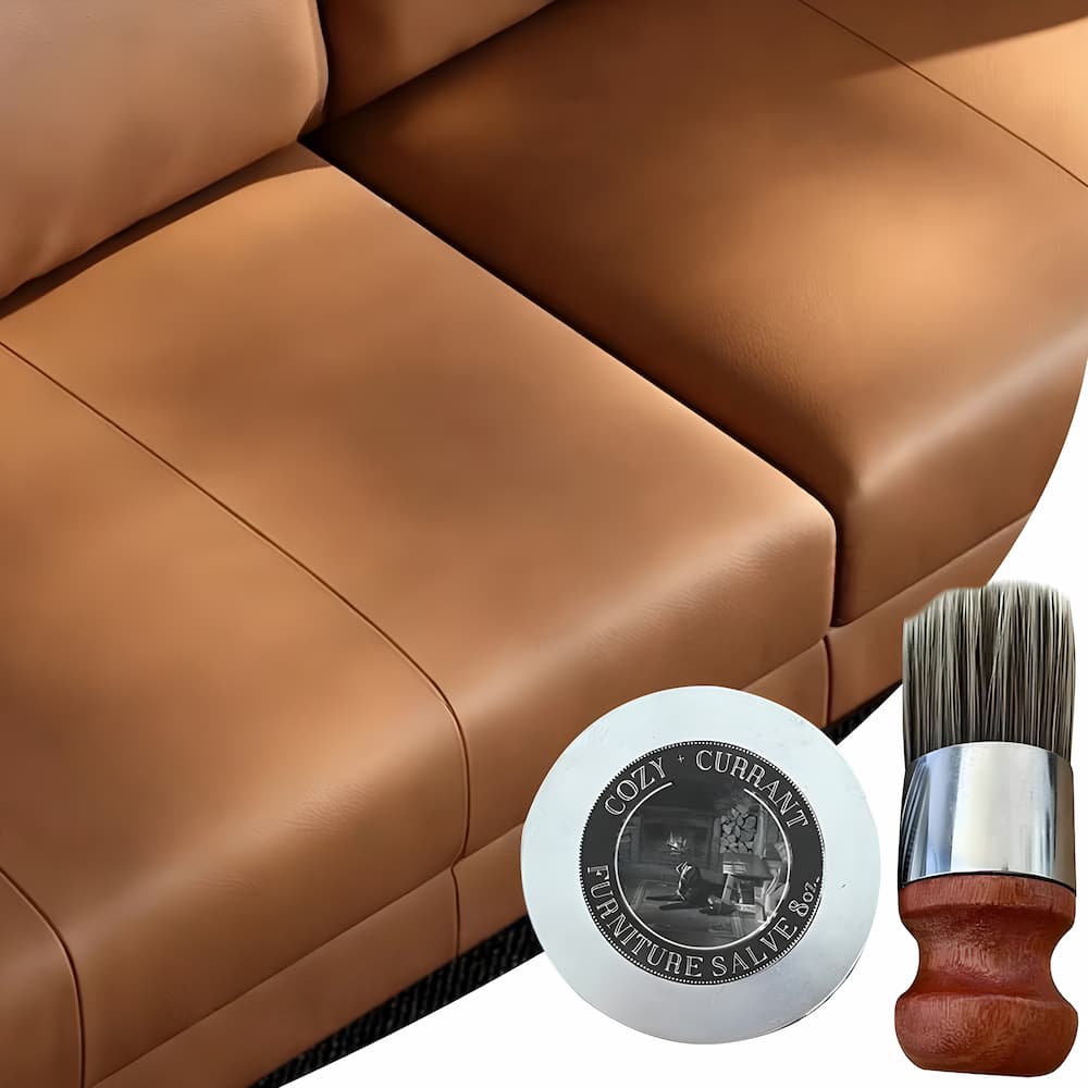 Baume rénovateur pour cuir avec brosse, pour meubles, sacs et vestes – brillance naturelle, soin et protection | Sulvida