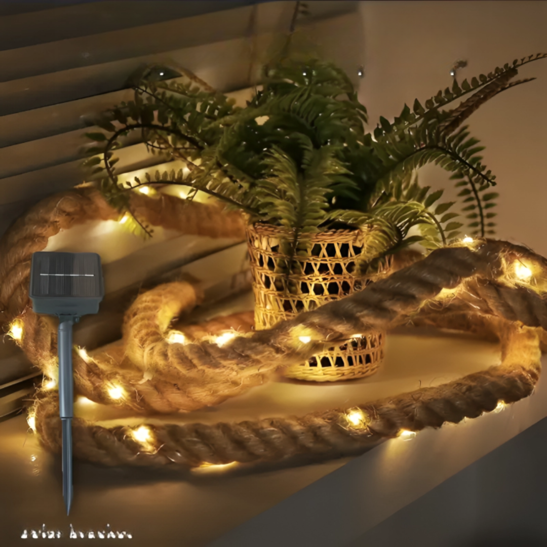 Guirlande lumineuse solaire LED sur corde pour jardin, éclairage d'ambiance extérieur, 5m 10m, blanc chaud, étanche, suspension décorative pour terrasse et jardin | Sulvida