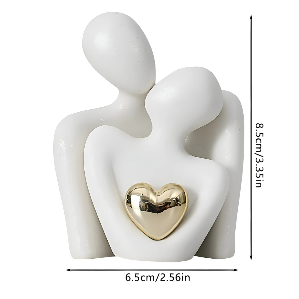 Abstract figuur minimalistische liefdesgeschenk hars woonkamerdecoratie met gouden hart interieur sculptuur | Sulvida