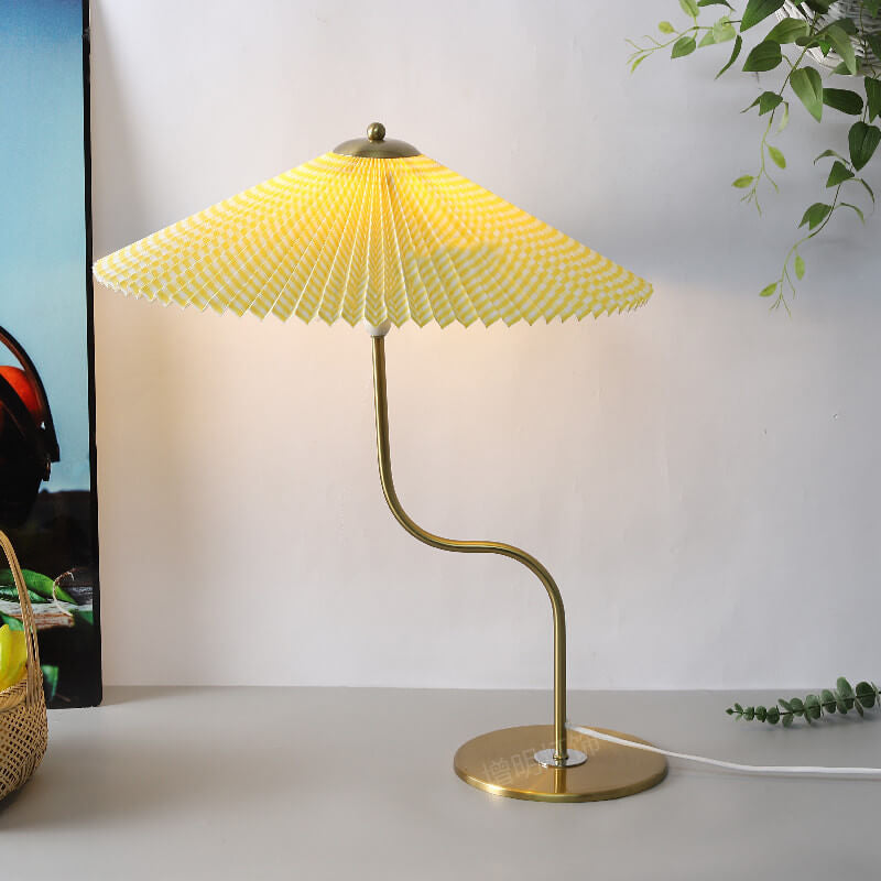 Retro Tafellamp Plissé Kap Stoffenlamp Metaal 63cm Vintage Design Sfeerlicht Leeslamp Woonkamer Sfeerverlichting | Sulvida
