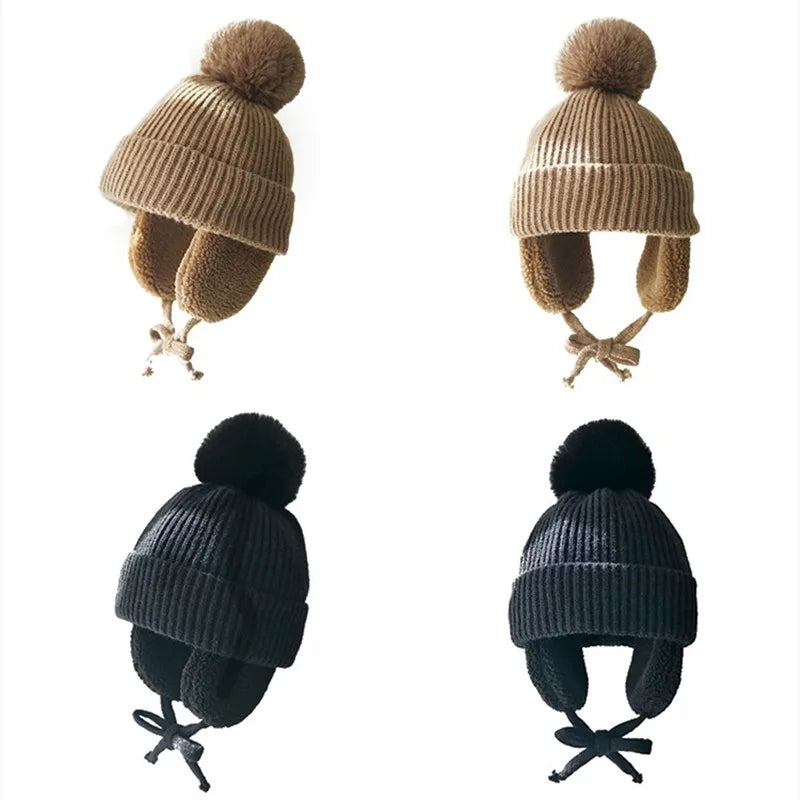 Gebreide kindermuts met oorflappen – warme winterbeanie voor peuters en kinderen 2-8 jaar – zachte muts | Sulvida