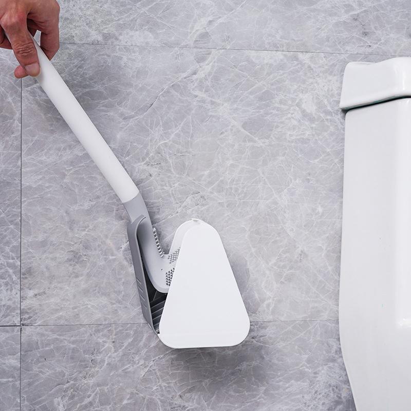 Driehoekige WC-Borstel met Wandhouder | Hygiënische Toiletborstel voor Moderne Badkamer Zonder Boren | Sulvida