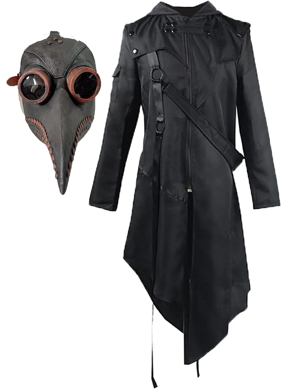 Gothische Lange Jas met Split Rugpand Middeleeuwse Stijl Zwart Leer Heren Cosplay Kostuum Feest Gothic | Sulvida