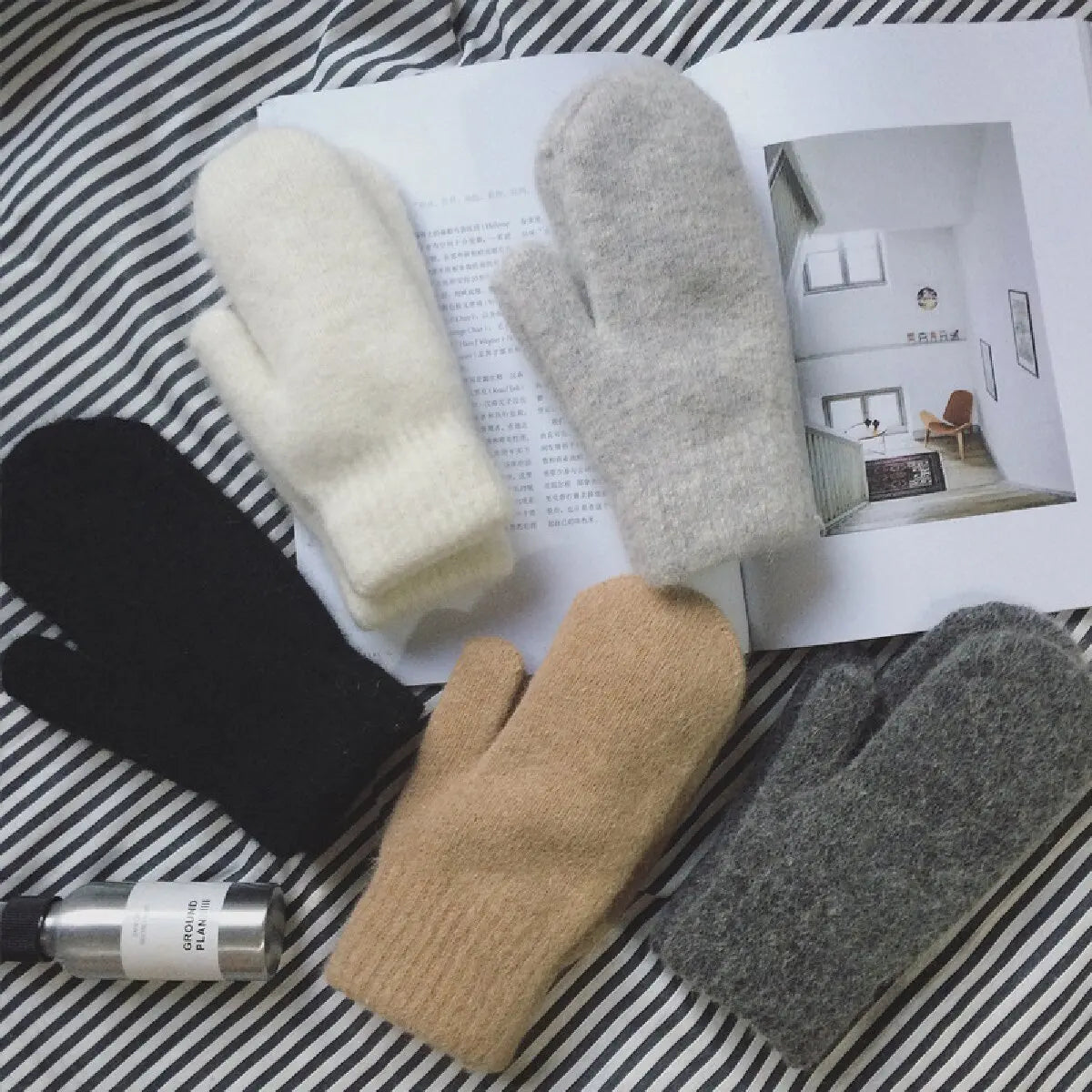 Gebreide Wanten Winter voor Dames – Zachte Fleece Handschoenen met Imitatiebont – Warme Vingerloze One Size | Sulvida