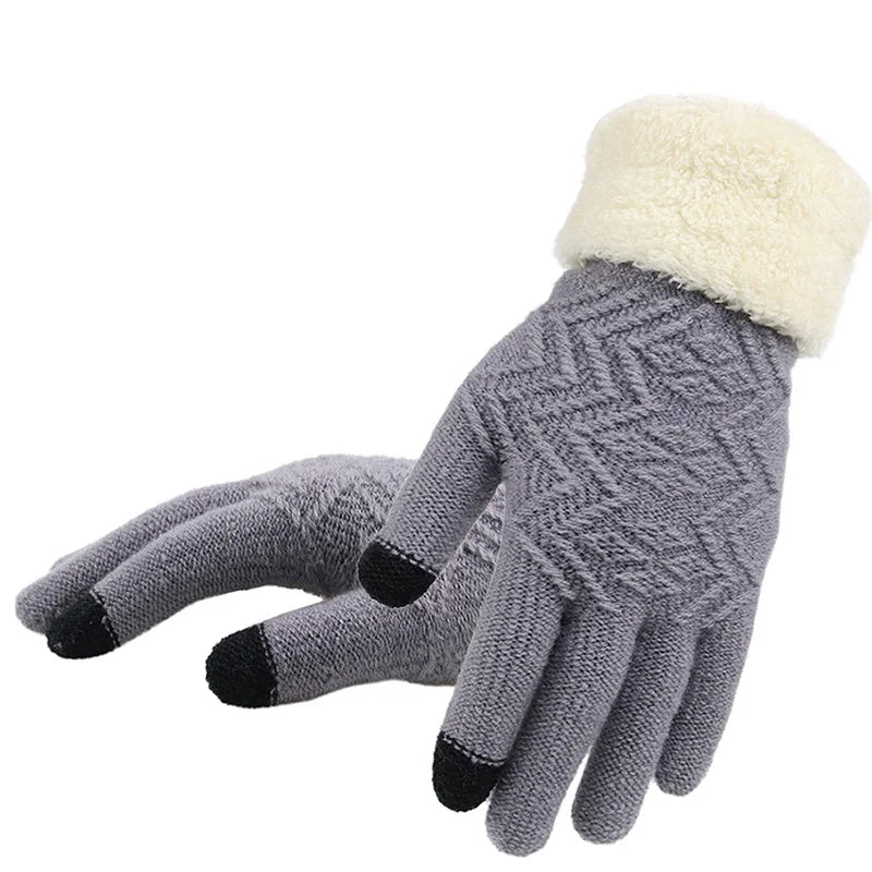 Gebreide Touchscreen Handschoenen met Pluche Voering – Warm Winddicht Winteraccessoire voor Herfst Winter | Sulvida