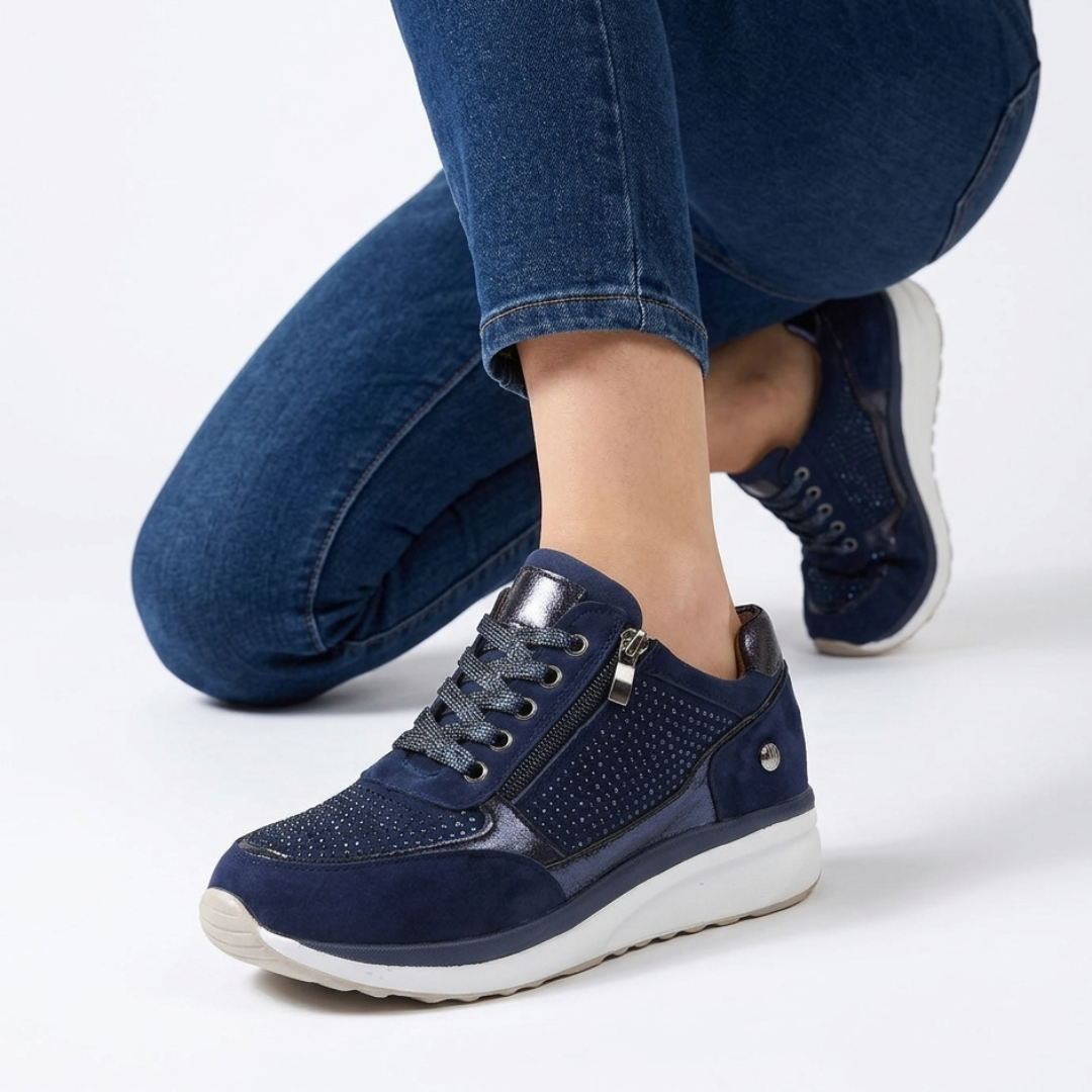 Wandelschoenen Dames PU Leer Zijrits Lichtgewicht Orthopedisch Beige Grijs Groen Blauw Ademend Comfortabel | Sulvida