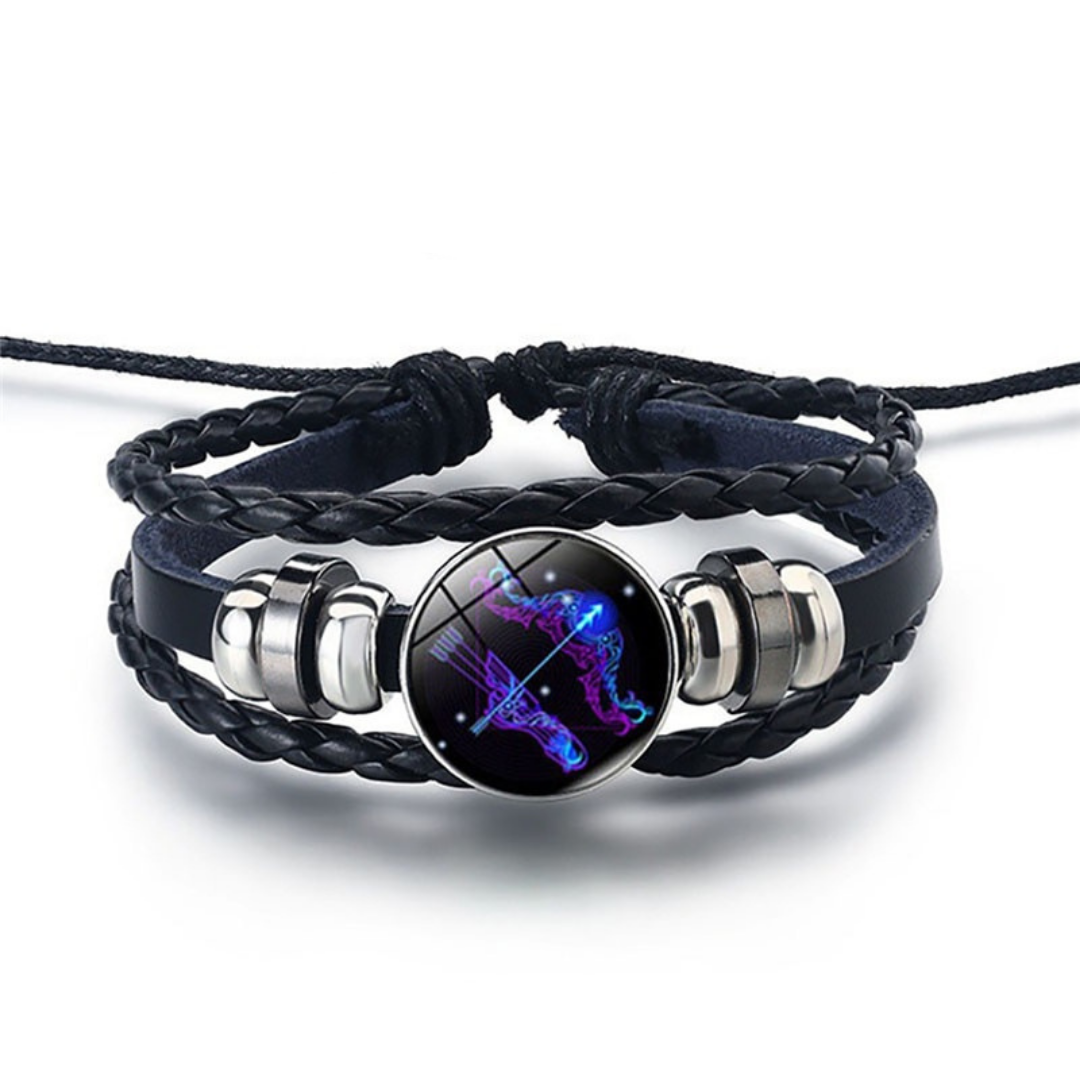 Verstelbare Leren Armband met Blauwe Steenprint Symbool Elegantie Dagelijks Gouden Slot Unisex Sieraad | Sulvida