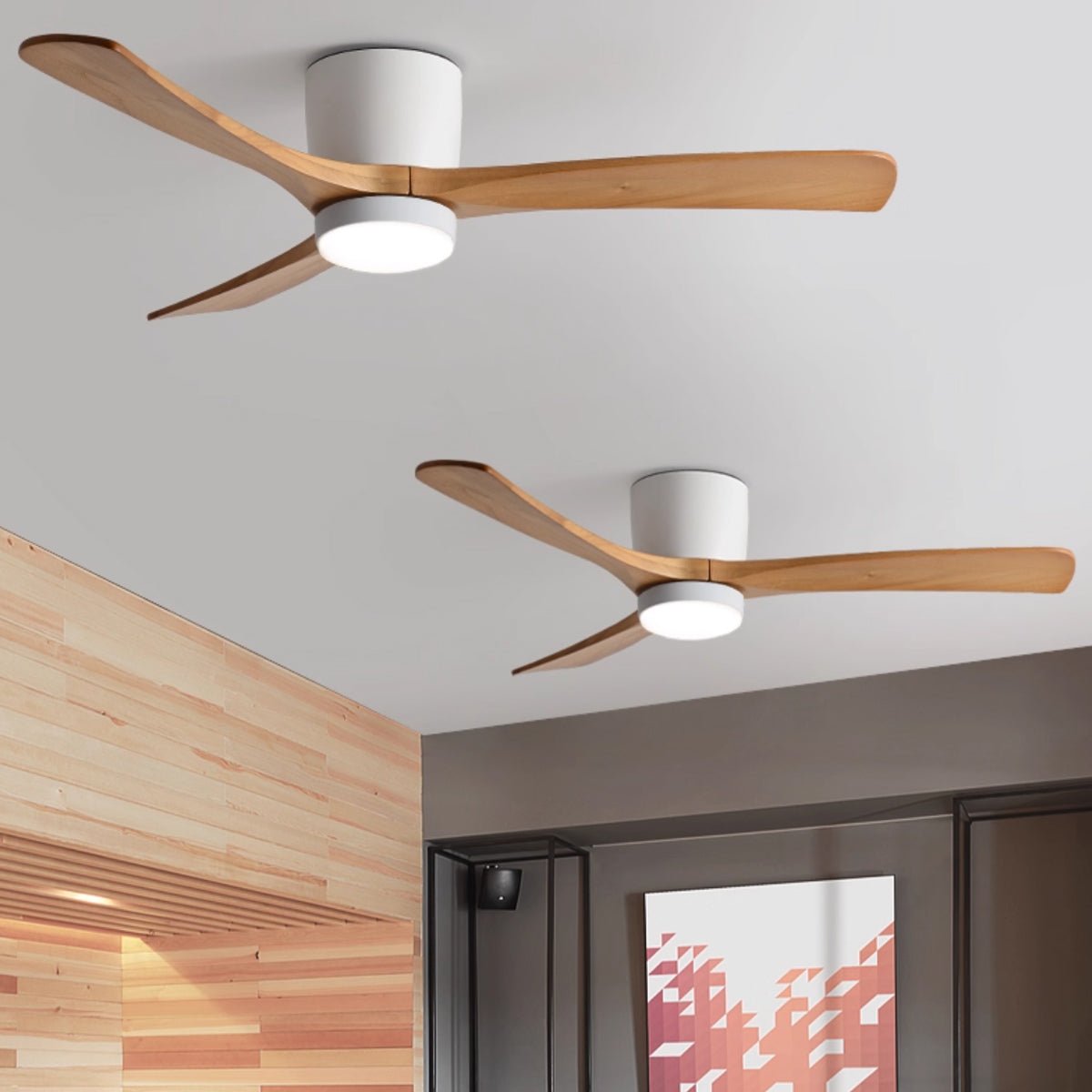 Plafondventilator met Verlichting Houten Bladen Afstandsbediening 6 Snelheden Dimbaar Licht Woonkamer | Sulvida