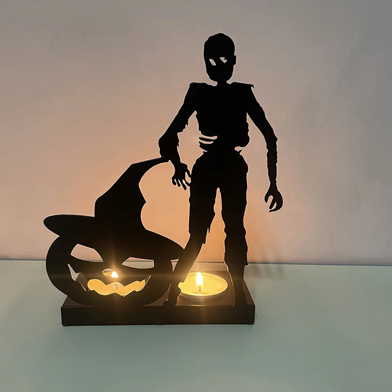 Gotische Kandelaar Zwart Metaal Kaarsenhouder voor Sfeervolle Tafel Halloween Decoratie Interieur Woondecoratie | Sulvida