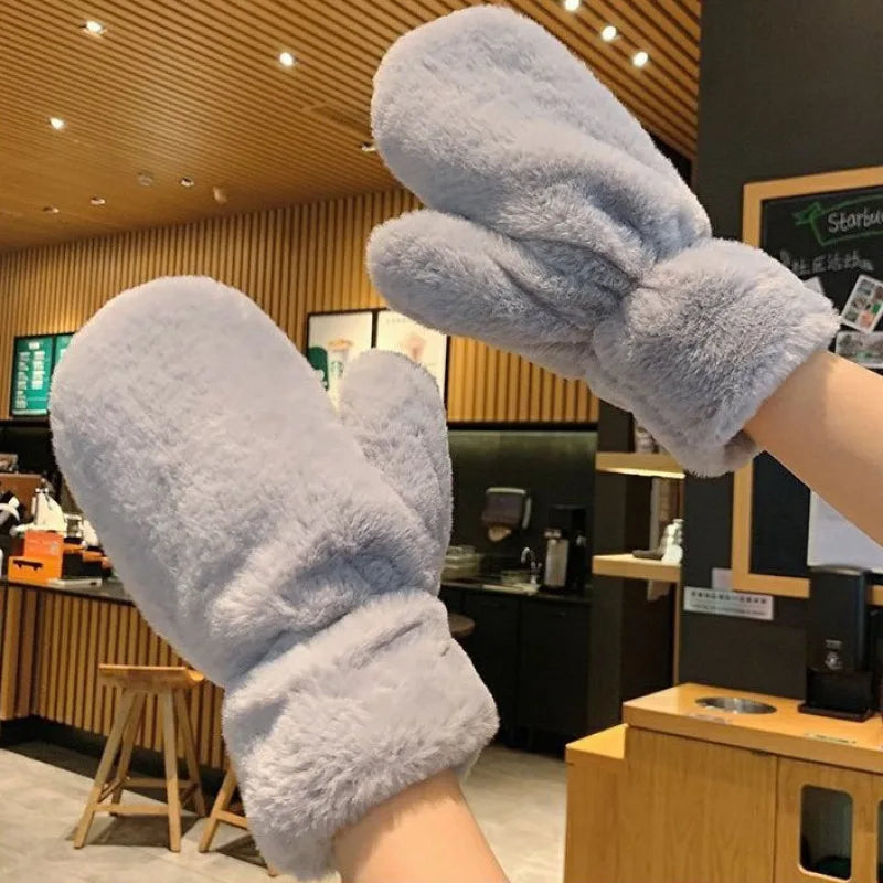 Pluche Winterhandschoenen Warm & Zacht Fluffy Wanten Voor Dames Heren Dikke Fleece Outdoor Handschoenen | Sulvida